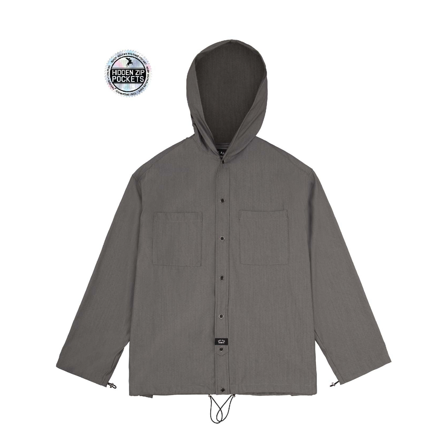 No Collar Hooded Dress Shirt