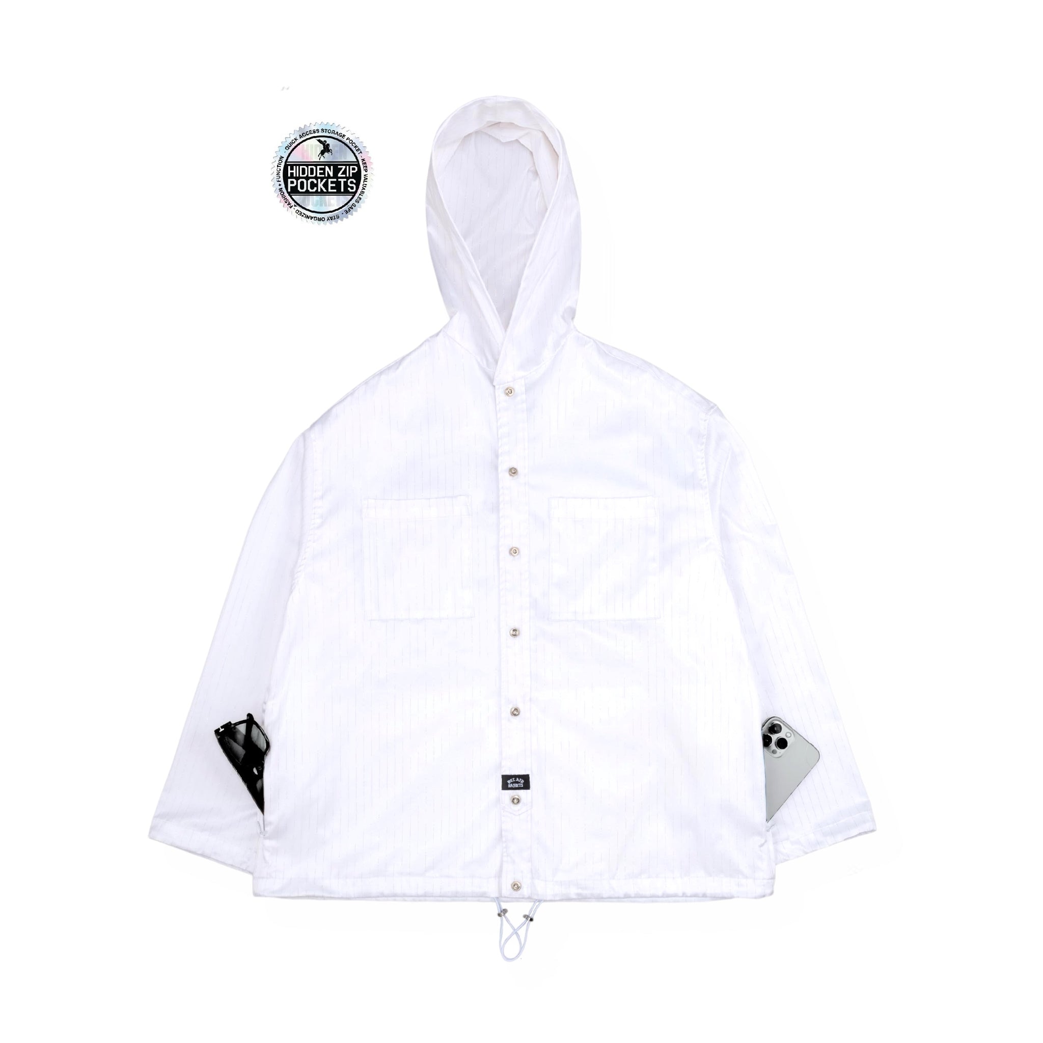 No Collar Hooded Dress Shirt