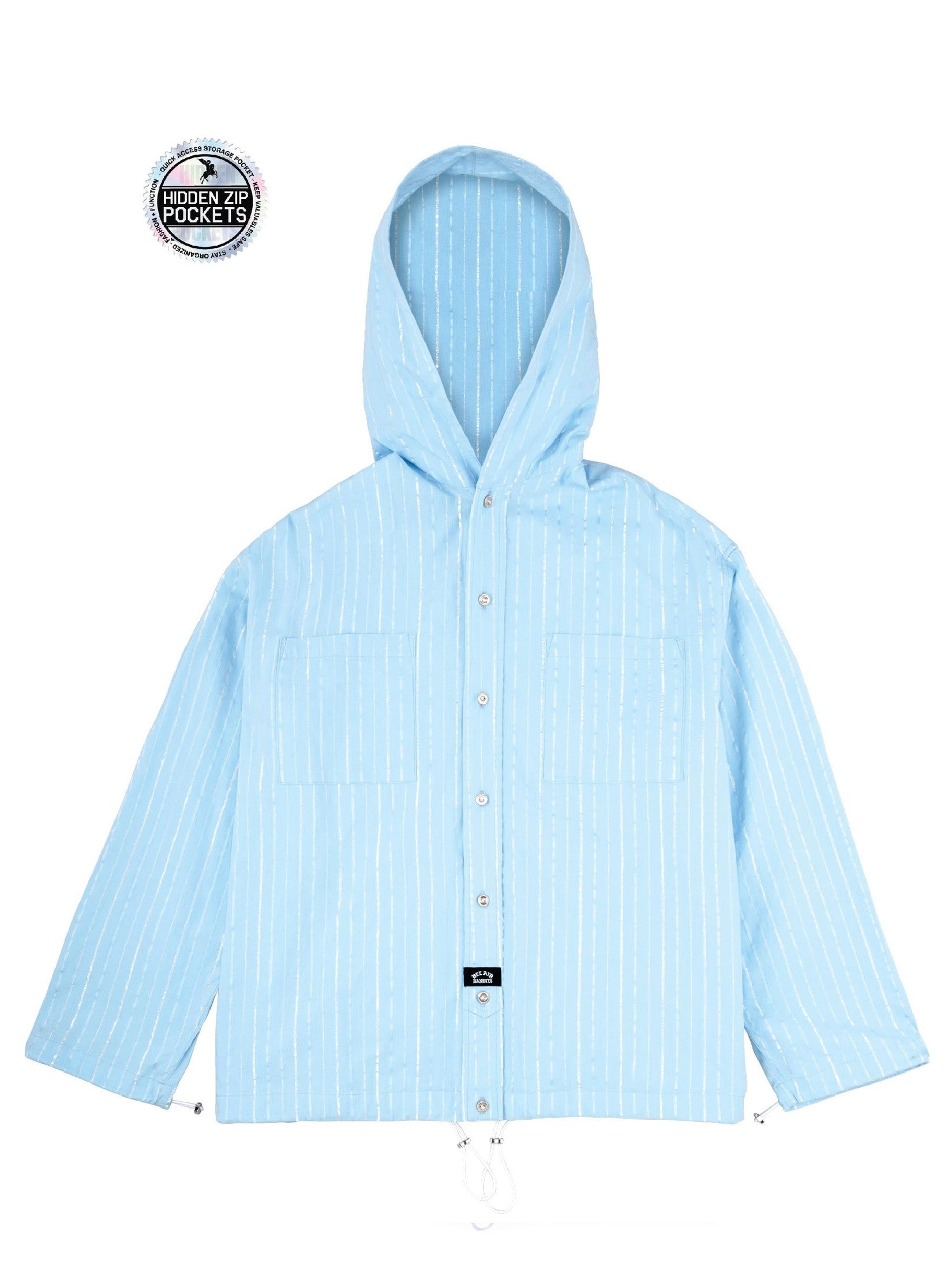 No Collar Hooded Dress Shirt