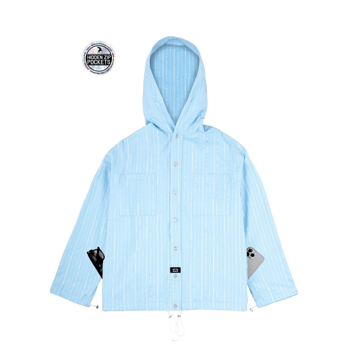 No Collar Hooded Dress Shirt