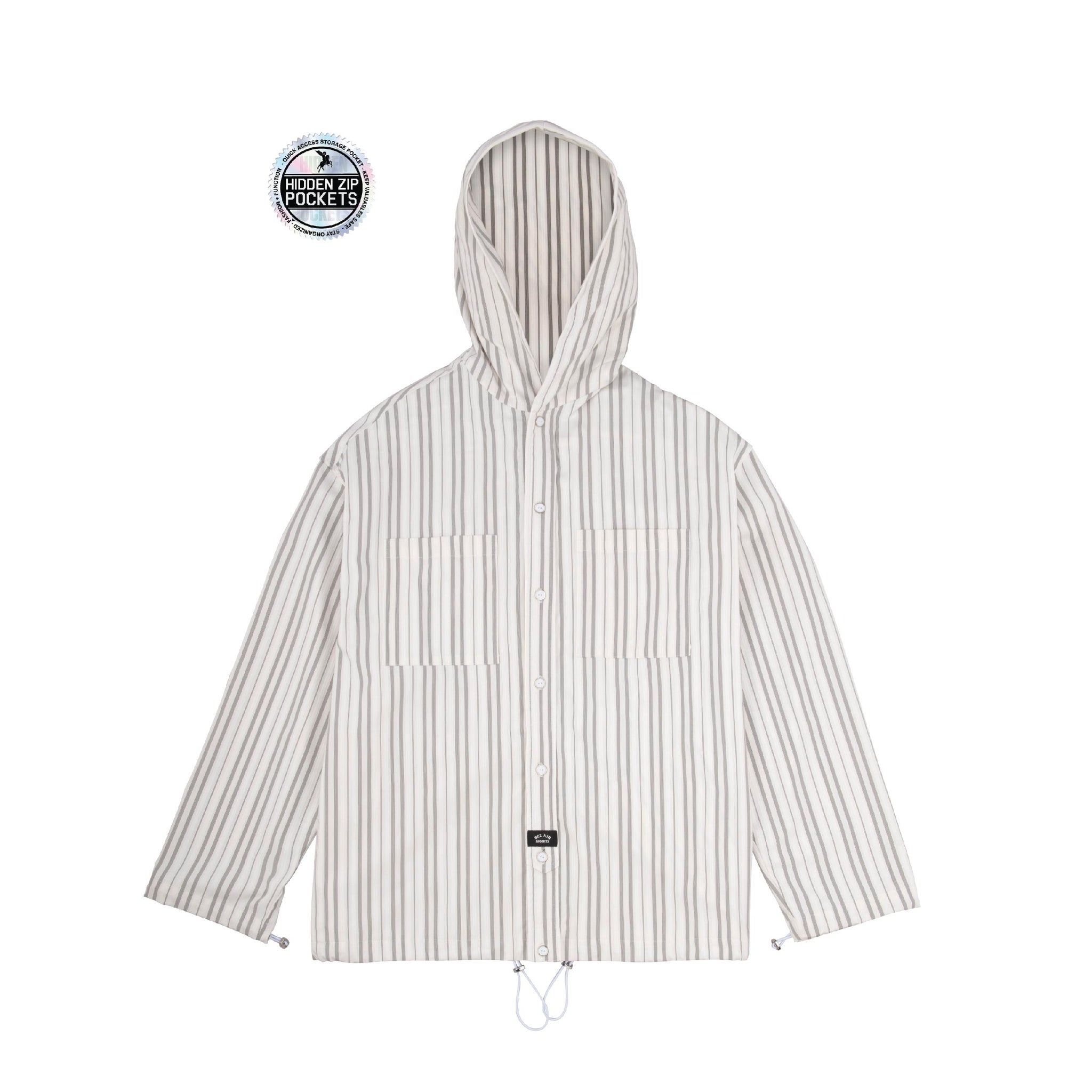 No Collar Hooded Dress Shirt