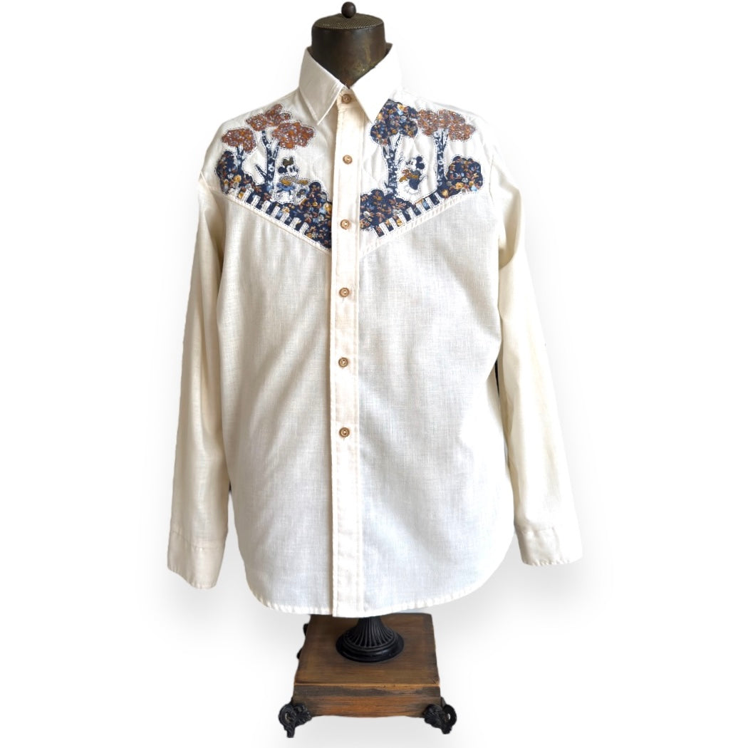 Rare Disney Circa 1970 Gauze Mickey Western Shirt