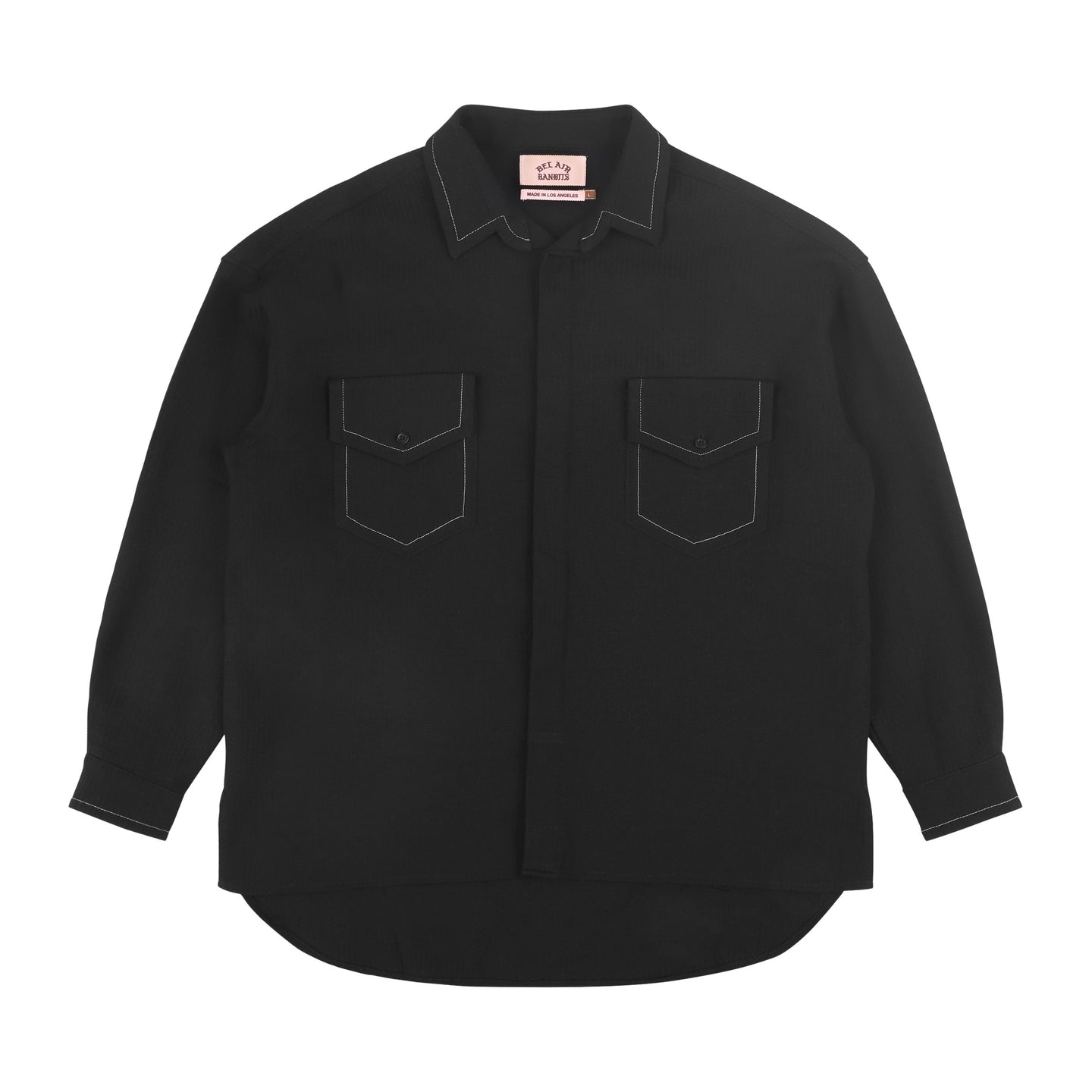 LONG SLEEVE BUTTON UP CONTRAST STITCH