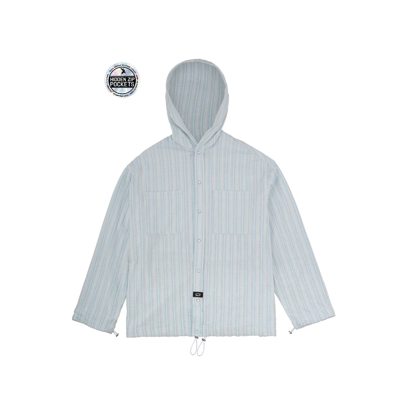 No Collar Hooded Dress Shirt