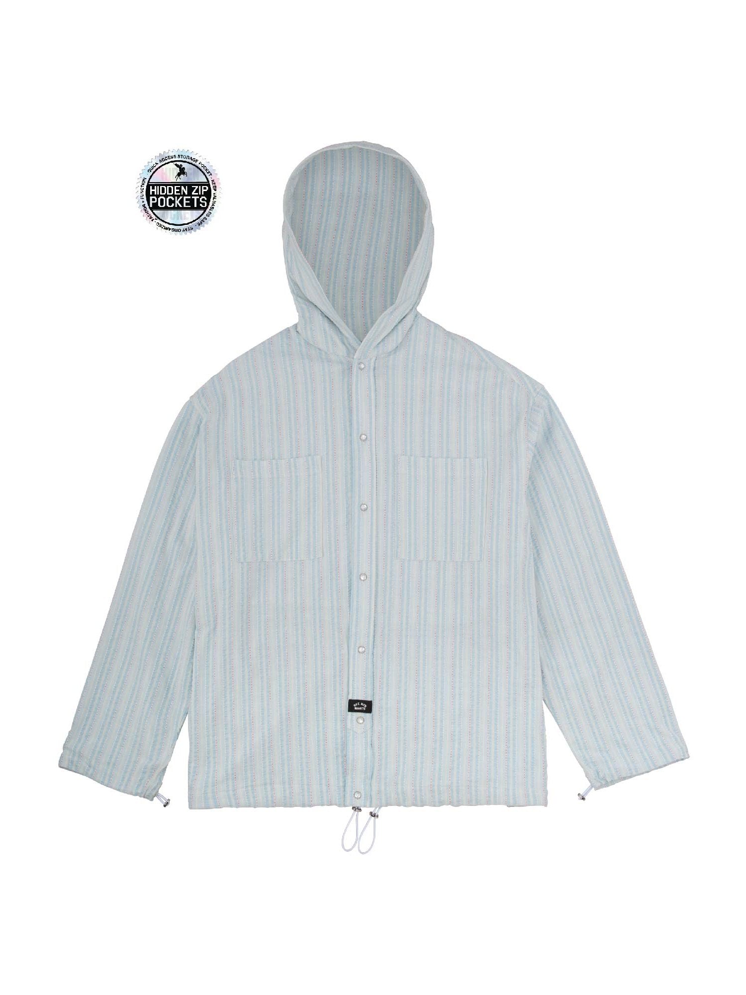 No Collar Hooded Dress Shirt
