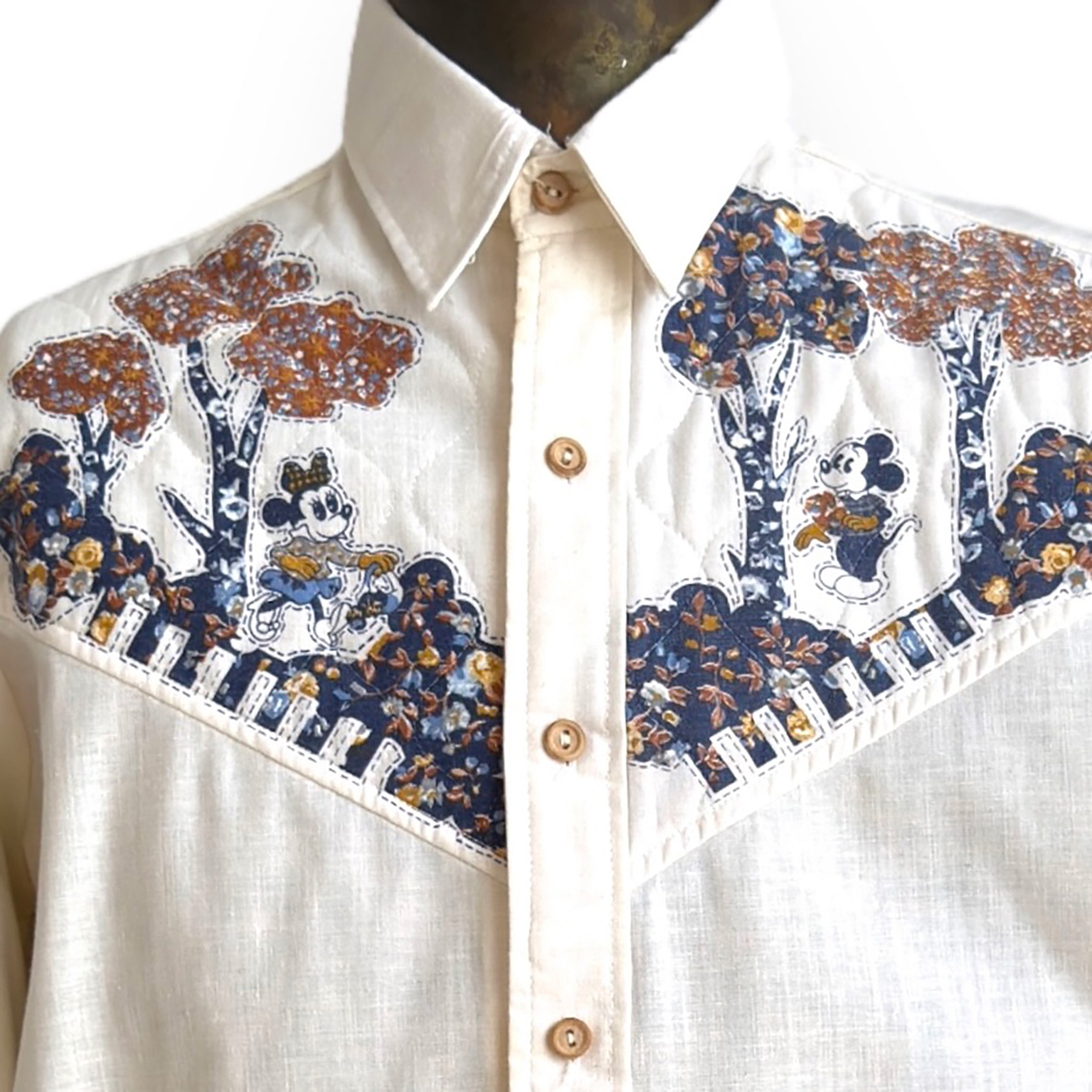 Rare Disney Circa 1970 Gauze Mickey Western Shirt